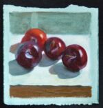 oil paint on Arches paper for oils. still life from life Four Plums homegrown Oil on Arches