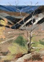 Caroline Johnson Artist view from Grindell's Hut Gammon Ranges Oil on Arches A6 postcard