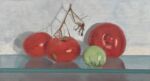 Caroline Johnson Adelaide Hills Artist Still life Last Homegrown tomatoes 9 x 5 inches Homegrown tomatoes on glass shelf